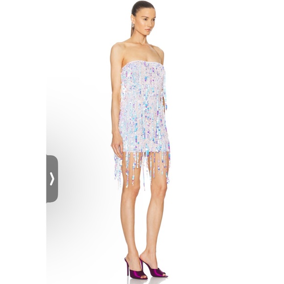 RETROFETE Shira Sequin Fringe Crochet Dress - Optic White / XS/S NWT - Picture 5 of 9